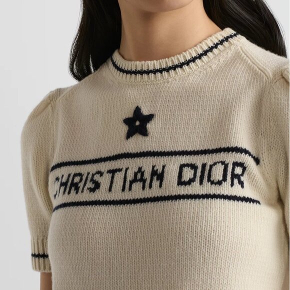 Dior Short-Sleeved Sweater Ecru Wool and Cashmere Knit - Picture 3 of 11